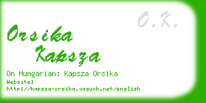 orsika kapsza business card